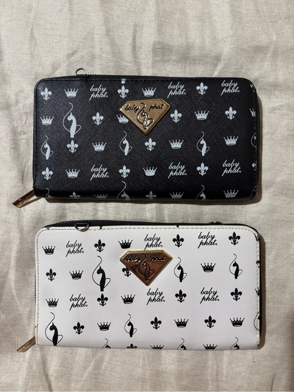 Y2K Baby Phat Zip Around Wallets Bundle Black & White.